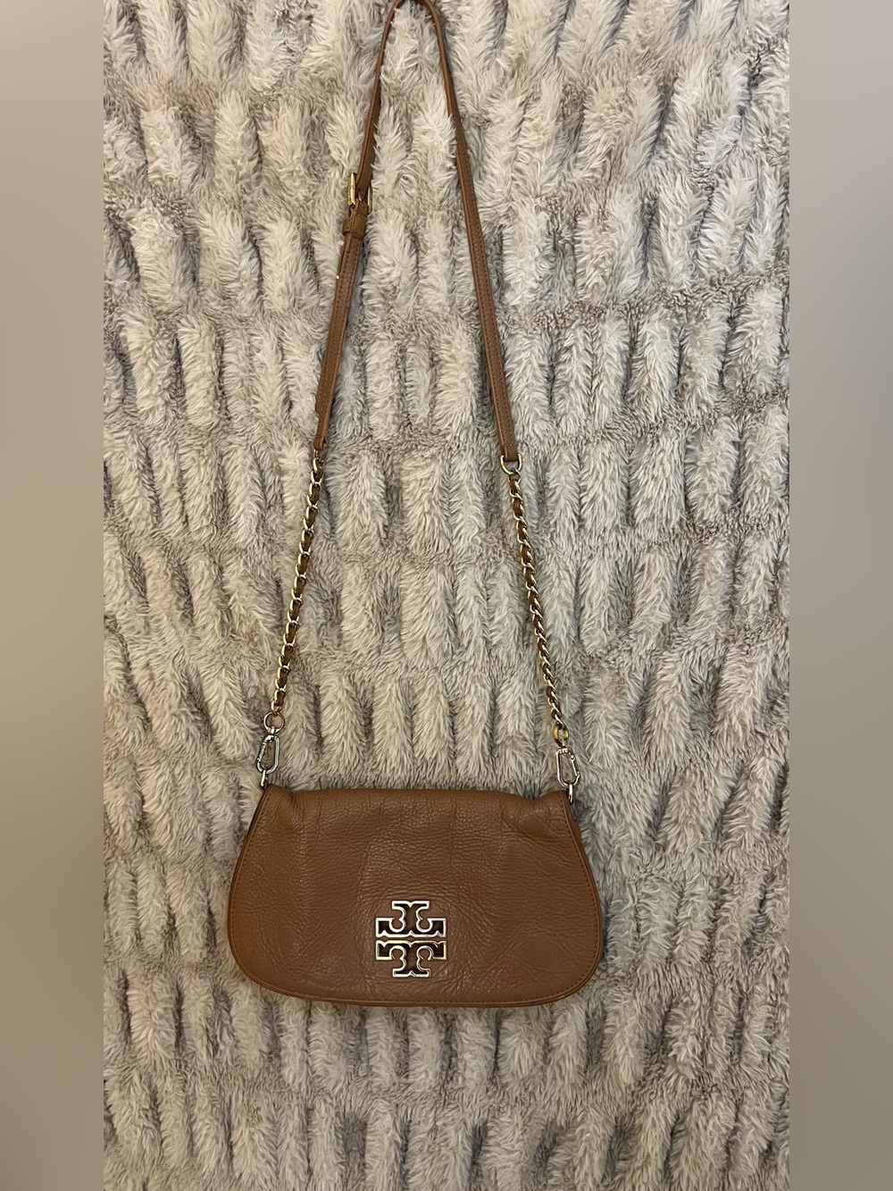 Tory Burch Brown Leather Chain-Strap Crossbody